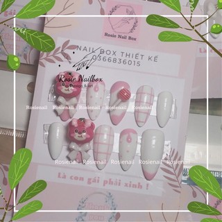 Nailbox rosie mẫu gấu hồng nâu đính charm 🌺🌺 rs38,39,40,41