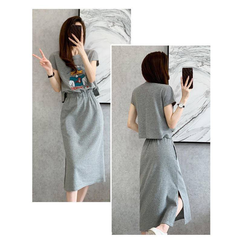 Đầm Thun Dài Qua Gối Giả Hai Lớp Phong Cách Mới