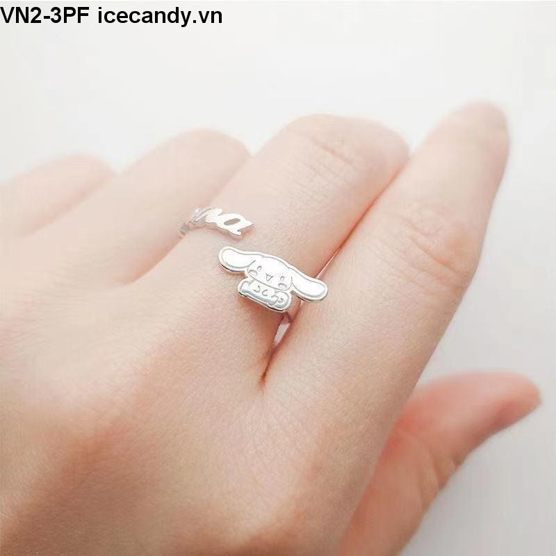 SANRIO Nhẫn Cặp Màu Bạc Họa Tiết Kuromi Dễ Thương Thời Trang Làm Quà Tặng Cho Bạn Gái/ Bạn Gái