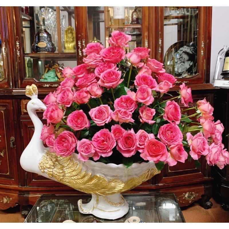 Bình hoa con công, chim công