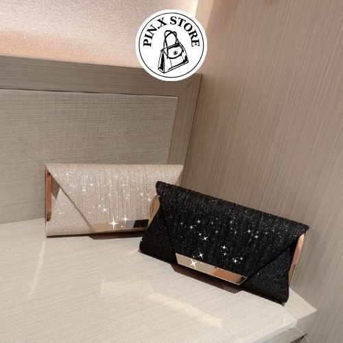 Bóp Túi Ví Clutch nữ cầm tay đeo chéo vai đi dự tiệc cưới kim sa đính đá lấp lánh bling bling sang trọng cao cấp đẹp
