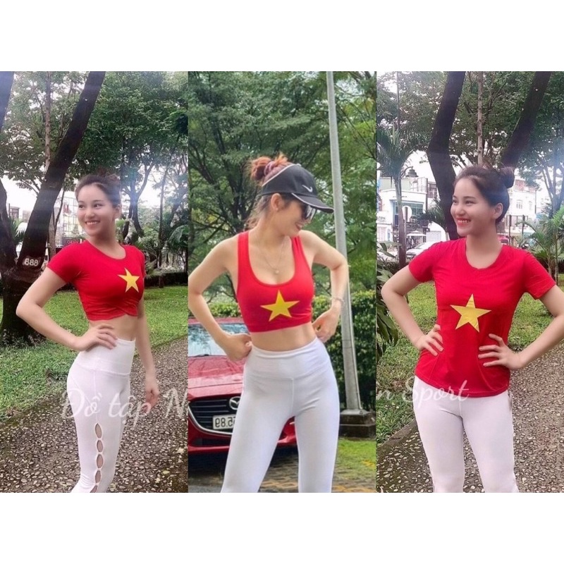 Áo cờ đỏ sao vàng tập Gym - Yoga - Aerobic, đồng phục nhóm cực đẹp