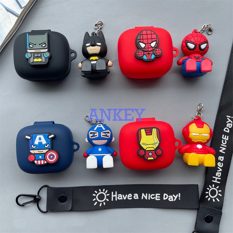 JBL Live Pro+ Pro 2 / Free 2 / T280 TWS X2 / Wave Flex Earphone Silicone Case Iron Man Baman Earbuds Waterproof Shockproof Soft Protective Headphone Cover Headset Skin Lanyard