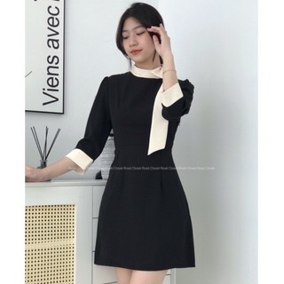 Váy đen công sở thanh lịch cột nơ
