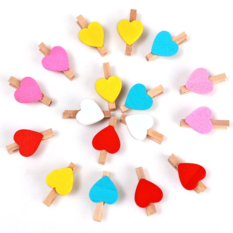 Set 10 Kẹp Giữ Ảnh / Dây Treo Hình Trái Tim Màu Sắc Ngẫu Nhiên Trang Trí Tiệc Cưới / Sinh Nhật / Cà Phê Giá Đỡ