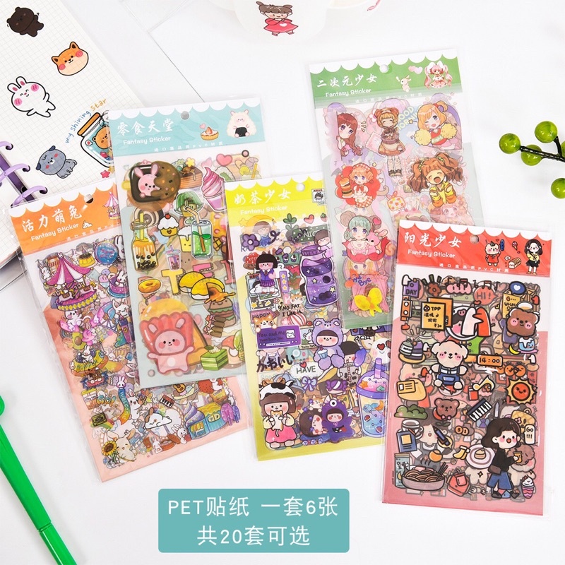 Set 6 tấm Sticker bóng kính siêu đẹp