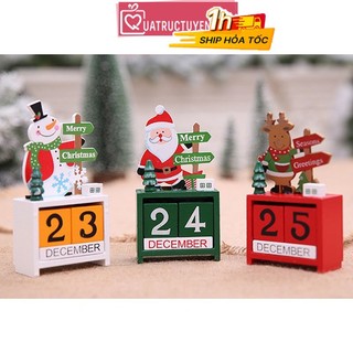 Lịch gỗ giáng sinh để bàn hình ông già Noel/ Người Tuyết/ Tuần lộc - Quà tặng noel, trang trí
