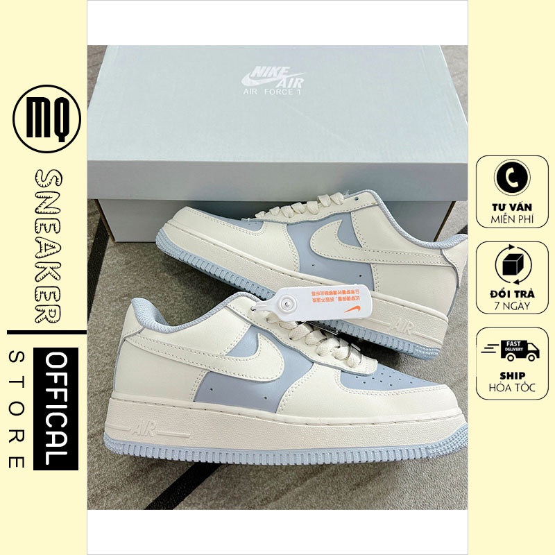 Giày Nike Air Force 1, Giày AF1 Nam Nữ Thể Thao Trắng Xanh kem Thời Trang ( Full Box Full Bill )