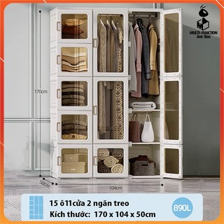 Tủ Nhựa Đựng Quần Áo Nhiều Ngăn Gấp Gọn AntBox Tủ Nhựa Treo Quần Áo Cửa Trong Suốt Cao Cấp Bảo Hành 2 Năm
