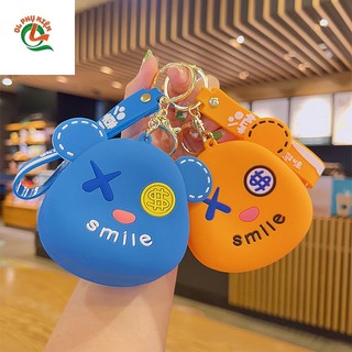Ví mini hình gấu tiền xu ví silicon vật trang trí móc khóa