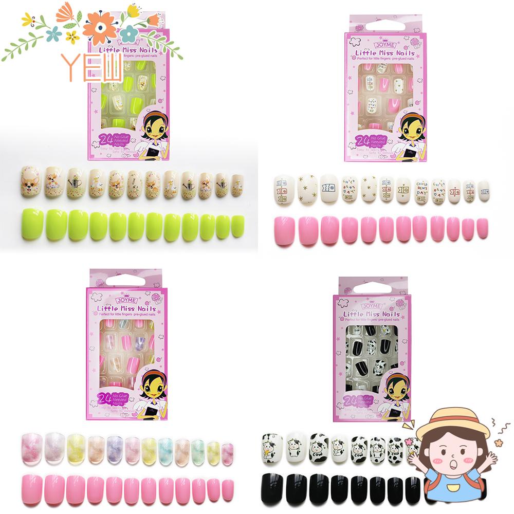 Set 24 Móng Tay Giả Che Phủ Toàn Diện Dành Cho Trẻ Em