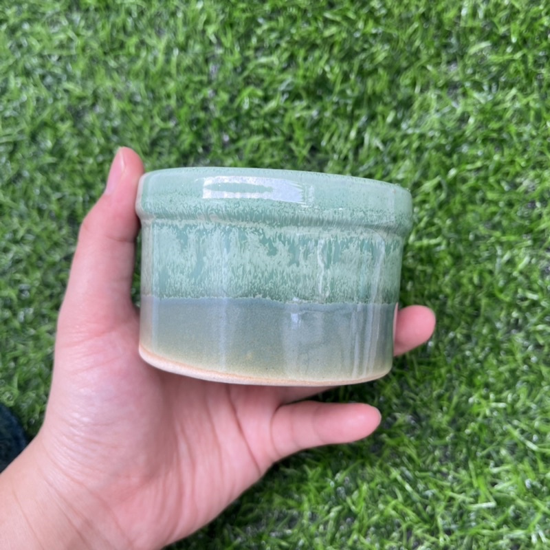 Chậu sứ men hỏa biến hình ống trúc - Nhiều màu - Solar Garden