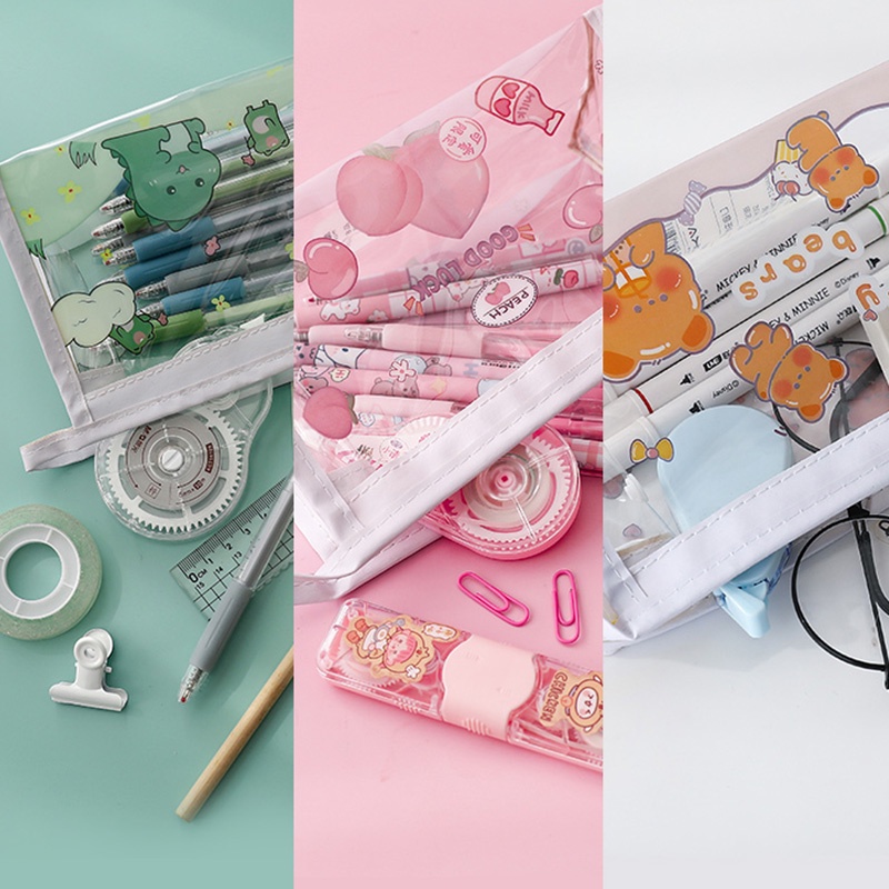 Túi Đựng Bút Trong Suốt Sức Chứa Lớn Dễ Thương Cho Nữ Sinh Trung Học
