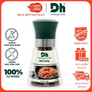 Muối Himalaya Tiêu Phú Quốc Ớt Hàn Quốc Natural DH Foods - Nắp Cối Xay Ceramic 70G
