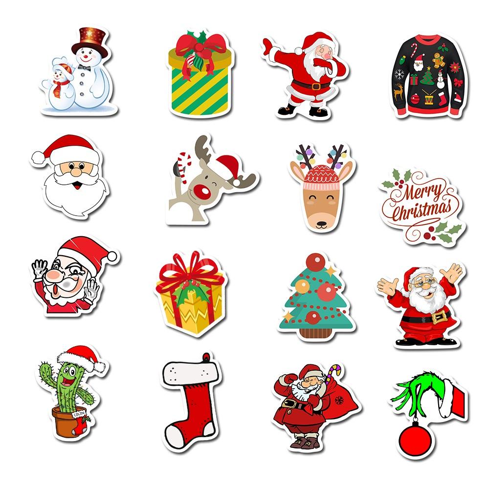 Sticker chủ đề giáng sinh chống thấm nước trang trí mũ bảo hiểm, đàn, guitar, ukulele, điện thoại laptop