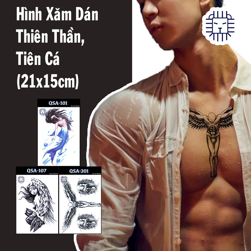 Hình Xăm Dán Đôi Cánh Thiên Thần, Tiên Cá Các Loại (21x15cm)