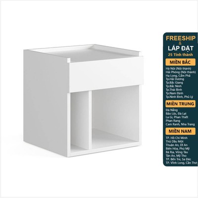 LEMA, Tủ đầu giường 1 ngăn kéo hiện đại DRA_071, 43x41x45cm, kệ đầu giường Scandi Home