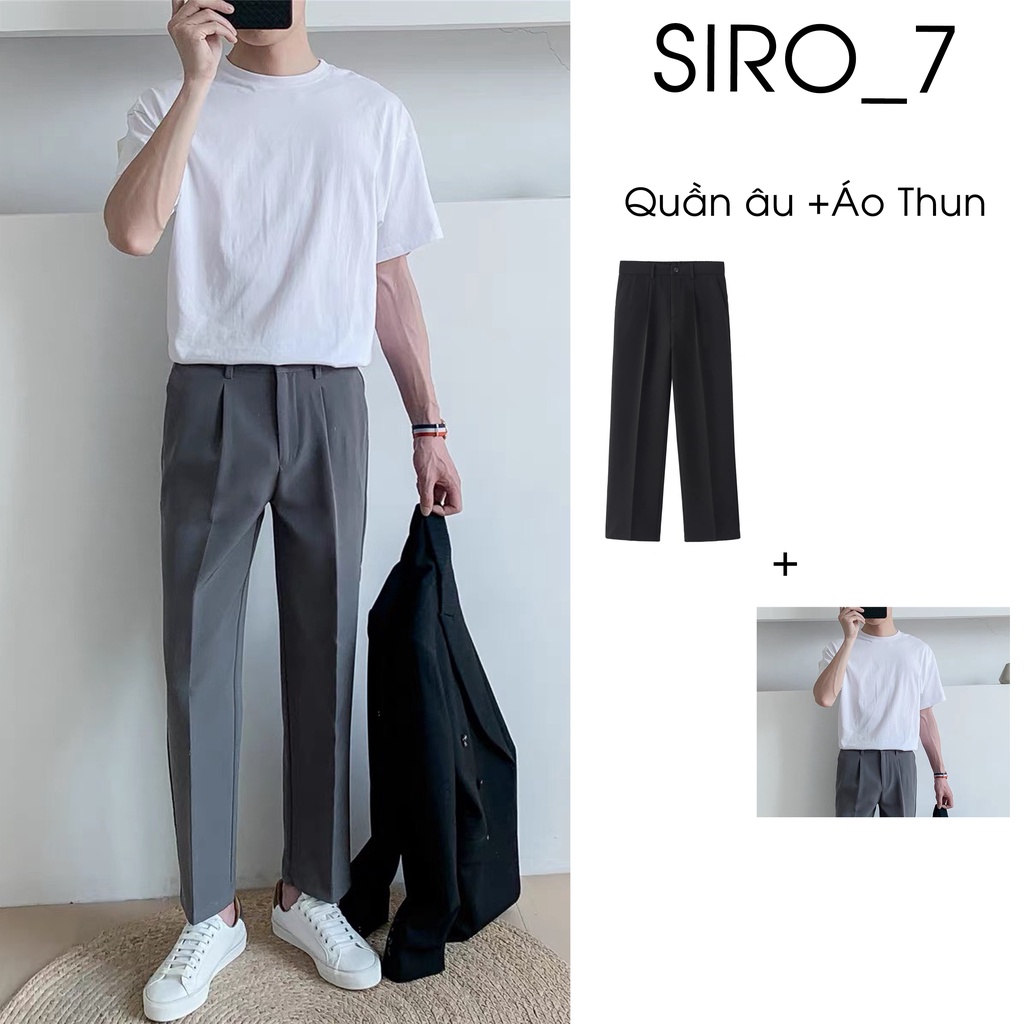 Quần âu nam + TẶNG áo thun Trắng vải Hàn cao cấp, quần tây âu co giãn tốt Premium thời trang