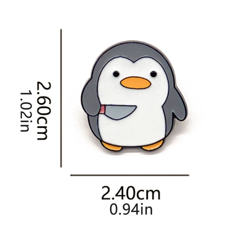 Huy Hiệu Cài Áo Hình Chim Cánh Cụt Hoạt Hình Vui Nhộn Bằng Kim Loại