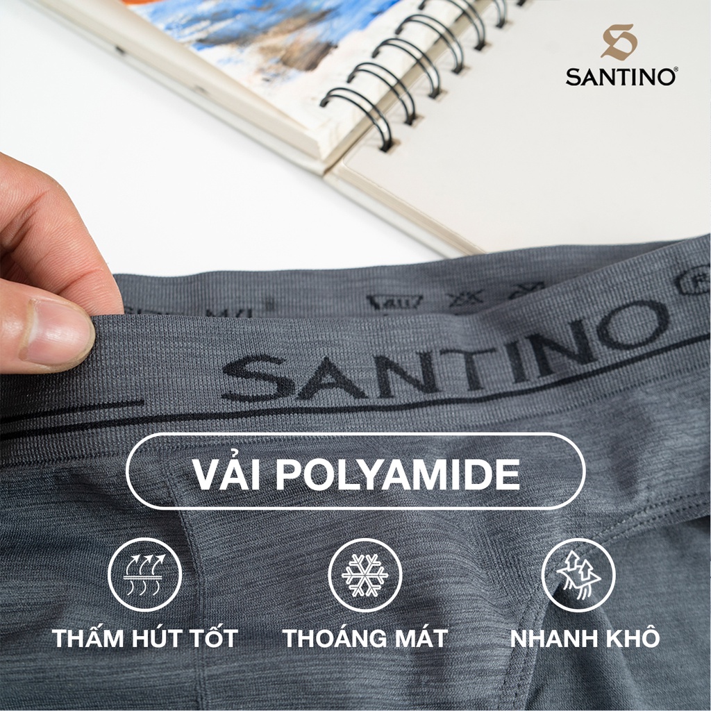 Quần Lót Nam Tam Giác Combo 4 Santino Kháng Khuẩn Siêu Co Giãn Thông Thoáng S931