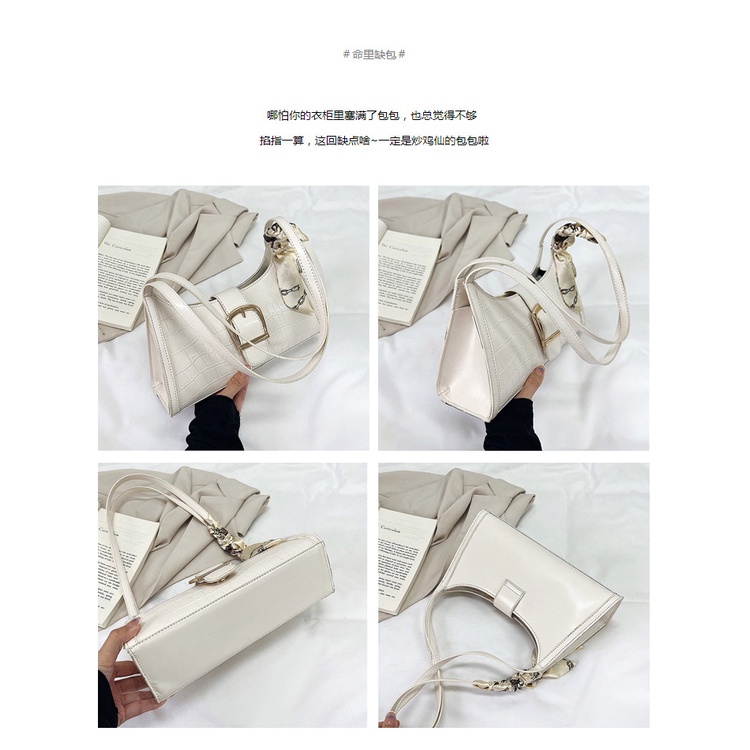 Túi xách đeo vai JASMIN NOIR họa tiết da cá sấu thời trang dành 'cho nữ