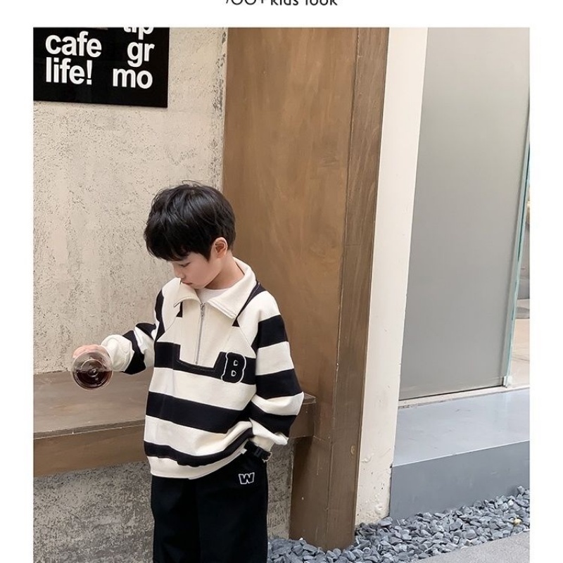 Áo Hoodie Họa Tiết Kẻ Sọc Thời Trang Mùa Thu Hàn Quốc Mới Cho Bé Trai