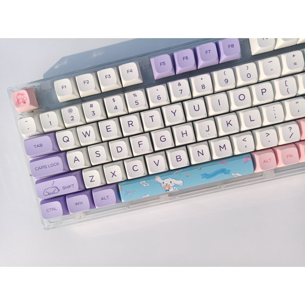 Nắp Đậy Phím XDA PBT 75% 65% 135% In Hình Chú Chó Màu Tím Oải Hương Dễ Thương