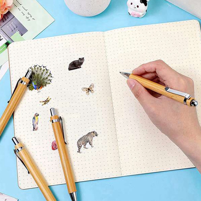 Set 80 Bút Bi Mực Đen Bằng Tre Chất Lượng Cao