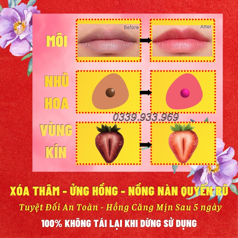 Kem hồng môi,nam nữ,nhũ hoa,vùng kín,Sexy,chống thấm nước mồ hôi,ngừa khô môi,dưỡng môi. 30g