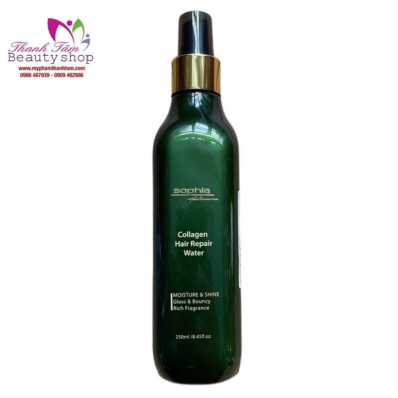 Xịt dưỡng phục hồi tóc Collagen Hair Repair Water Sophia Platinum 250ml ( New 2023 )