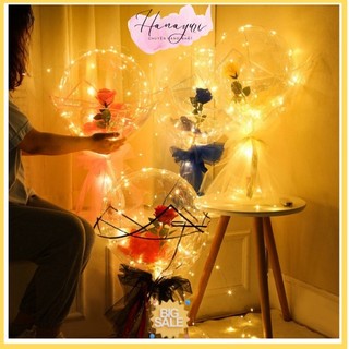 Bong bóng hoa hồng trang trí đèn led siêu dễ thương, làm quà valentine 14/2, quà 8/3, sinh nhật tiệc tùng