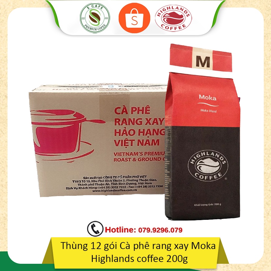 Combo 2 gói Cà phê Rang xay Moka Highland Coffee 200g