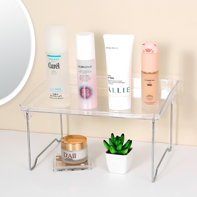 Kệ Đựng Mỹ Phẩm, Bút Viết, Đồ Cá Nhân Trong Suốt Để Bàn Gấp Gọn Đa Năng
