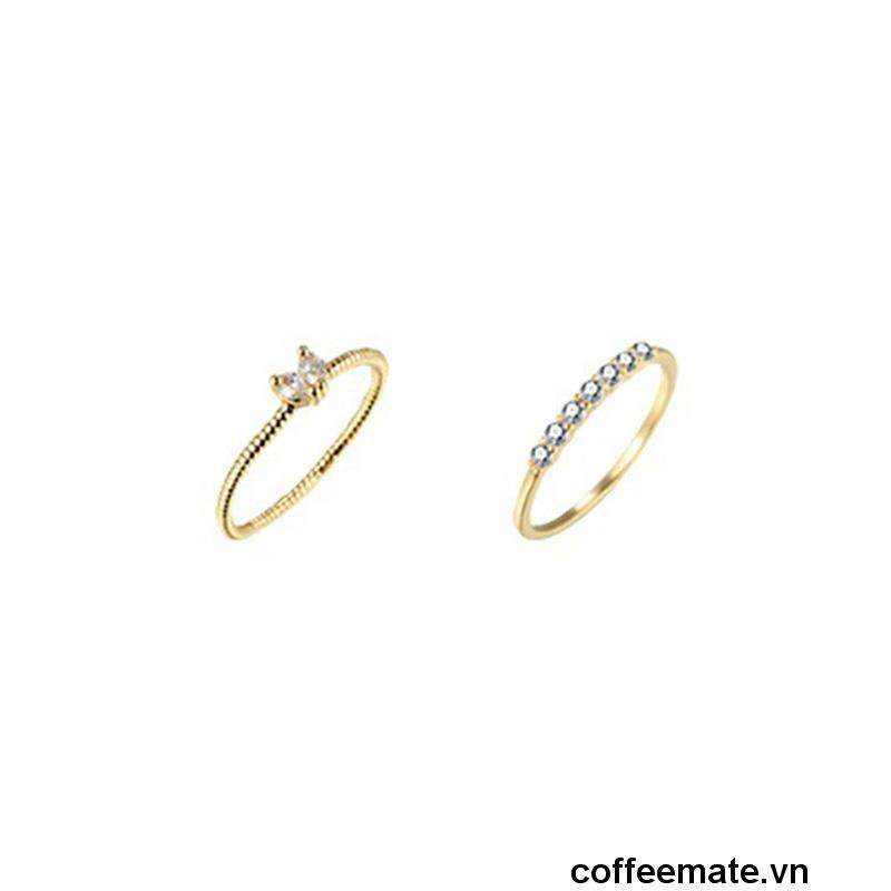 【coffeemate】⚡Nhẫn Đính Đá Zircon Siêu Sáng Sang Trọng Tinh Tế Phong Cách Hàn Quốc Cho Nữ