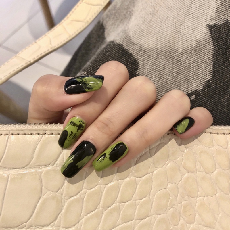 Set 24 Móng Tay Giả Ngắn Chống Nước Thời Trang