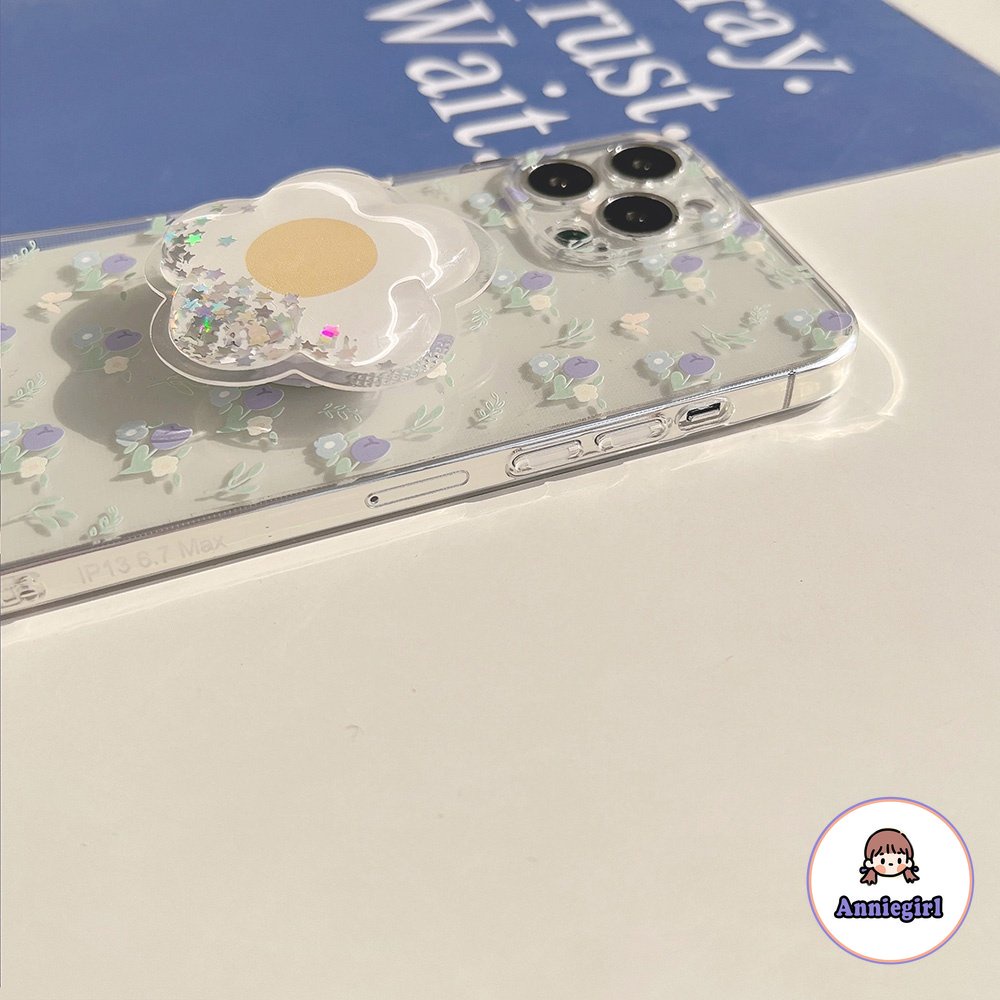 Ốp Điện Thoại TPU Mềm Trong Suốt Chống Sốc Phối Kim Tuyến Nước Và Giá Đỡ Hình Hoa Cho IPhone 14 13 12 11 Pro Max