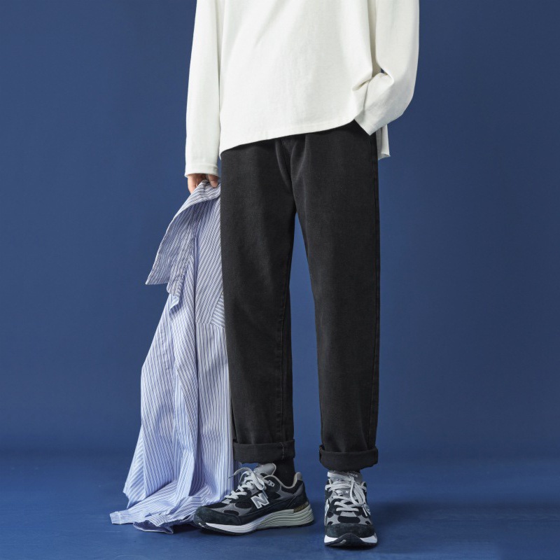 Quần Jeans Baggy Nam Đen Rách Gối Ống Rộng Dáng Đứng Suông Chất Vải Đẹp Không Xù Lông Co Giãn Nhẹ