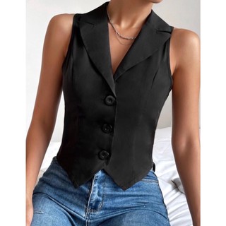 ( Hàng Loại 1 - Có Clip) Áo Gile Cổ Vest Hàn Quốc Túi Thật Áo Phom Vừa - Hàng Thiết Phom Đẹp Sang Vải Đẹp - BLA22104