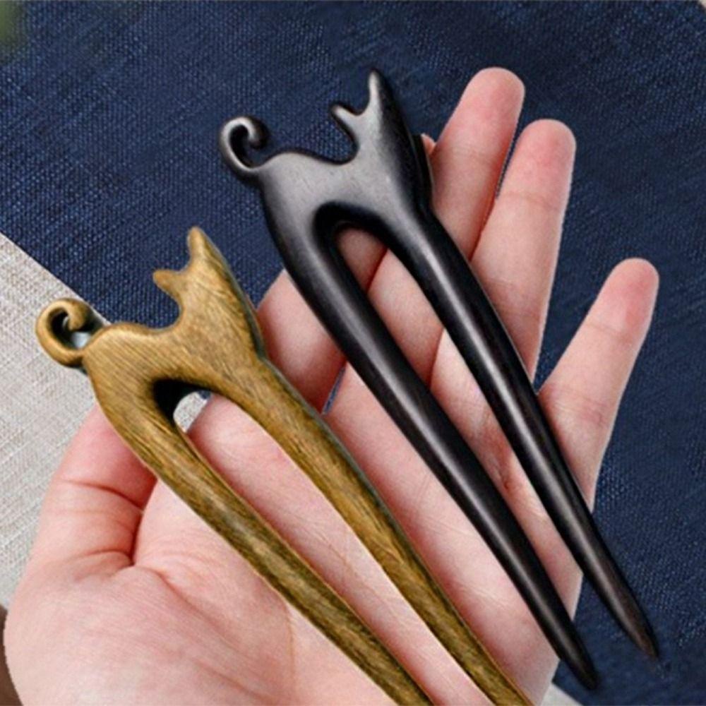 Trâm Cài Tóc Bằng Gỗ Đàn Hương Màu Đen Phong Cách Trung Hoa Cổ Điển