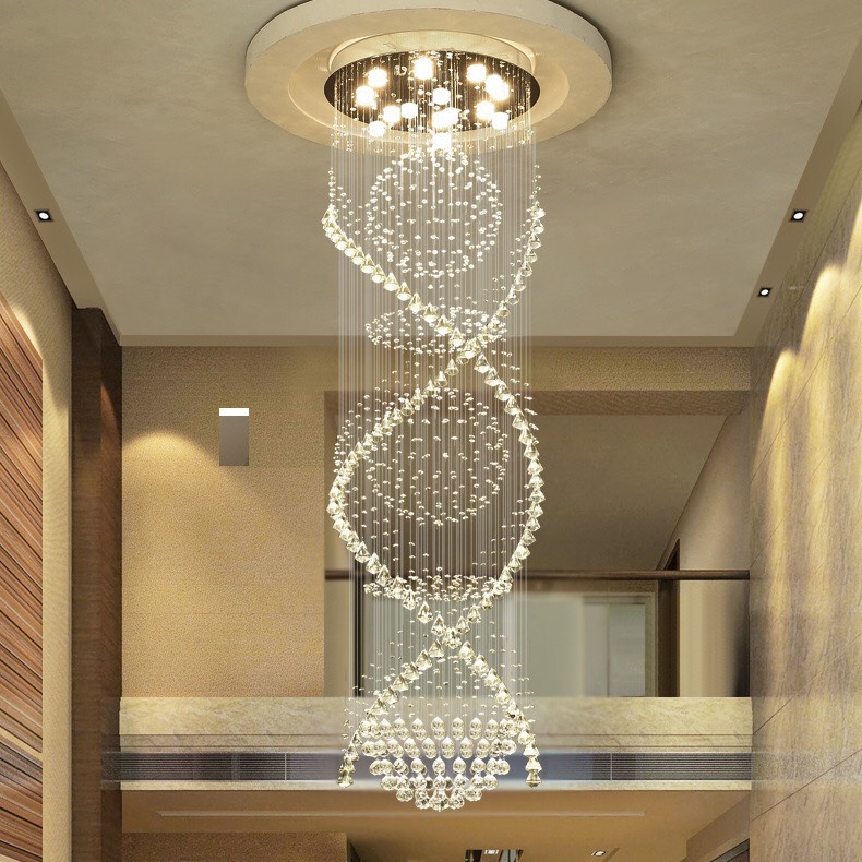 Đèn Chùm Thông Tầng Phale KT: 800*2600mm,Đèn Chùm Hiện Đại 2 Vòng Xoắn Cho Sảnh Khách Sạn,Phòng Khách