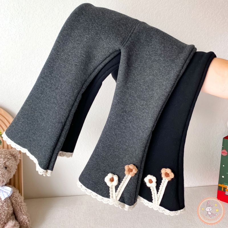 Quần Legging Phối Ren Hoa Xinh Xắn Theo Phong Cách Hàn Quốc Dành Cho Bé Gái