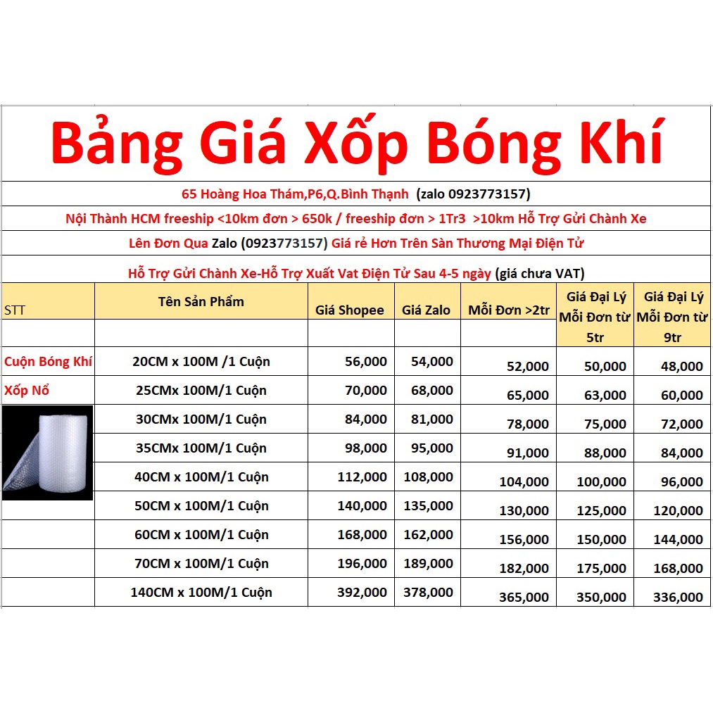 50cm x 100m Cuộn Bong Bóng Khí - Màng xốp hơi - Xốp nổ - gói hàng bọc hàng