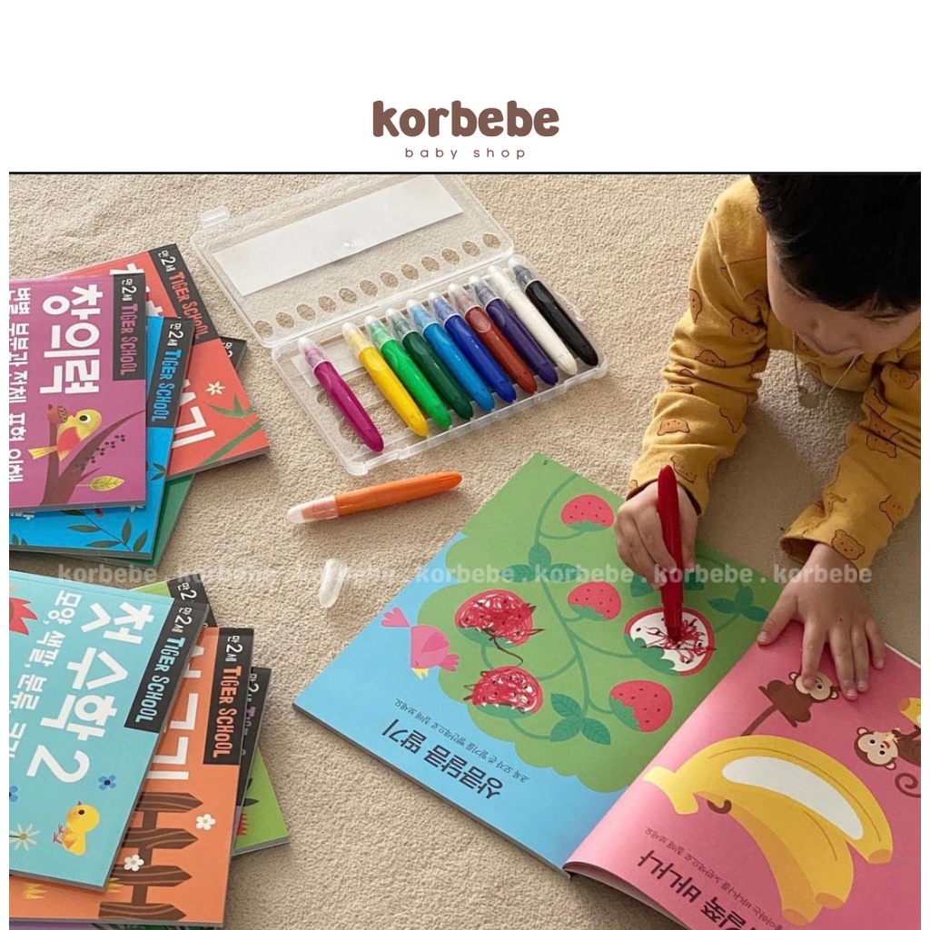 Bút màu lụa mềm cho bé 12 24 màu Silky Crayons Colors 3in1 My Little Tiger Hàn Quốc
