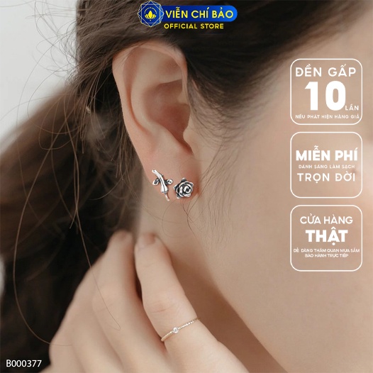 Bông tai hoa hồng chất liệu bạc Thái mới thời trang phụ kiện trang sức nữ Viễn Chí Bảo B000377