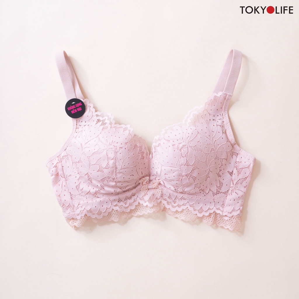 Áo Ngực Bra Nữ TOKYOLIFE không gọng ren, đệm ngực siêu nâng ngực mềm mại thoáng mát sexy  J1/S9BRA021H