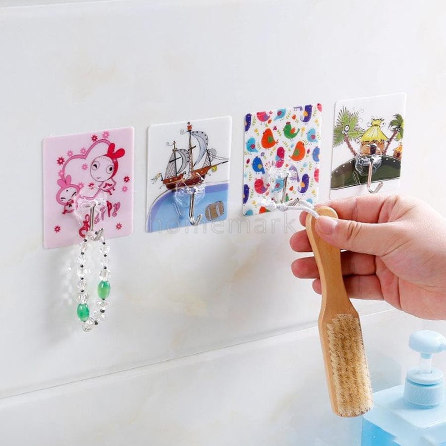 Móc Dán Tường Hoạ Tiết 3D Chắc Chắn Chịu Lực Tốt, Móc Treo Đồ In Hình 3D Siêu Dính