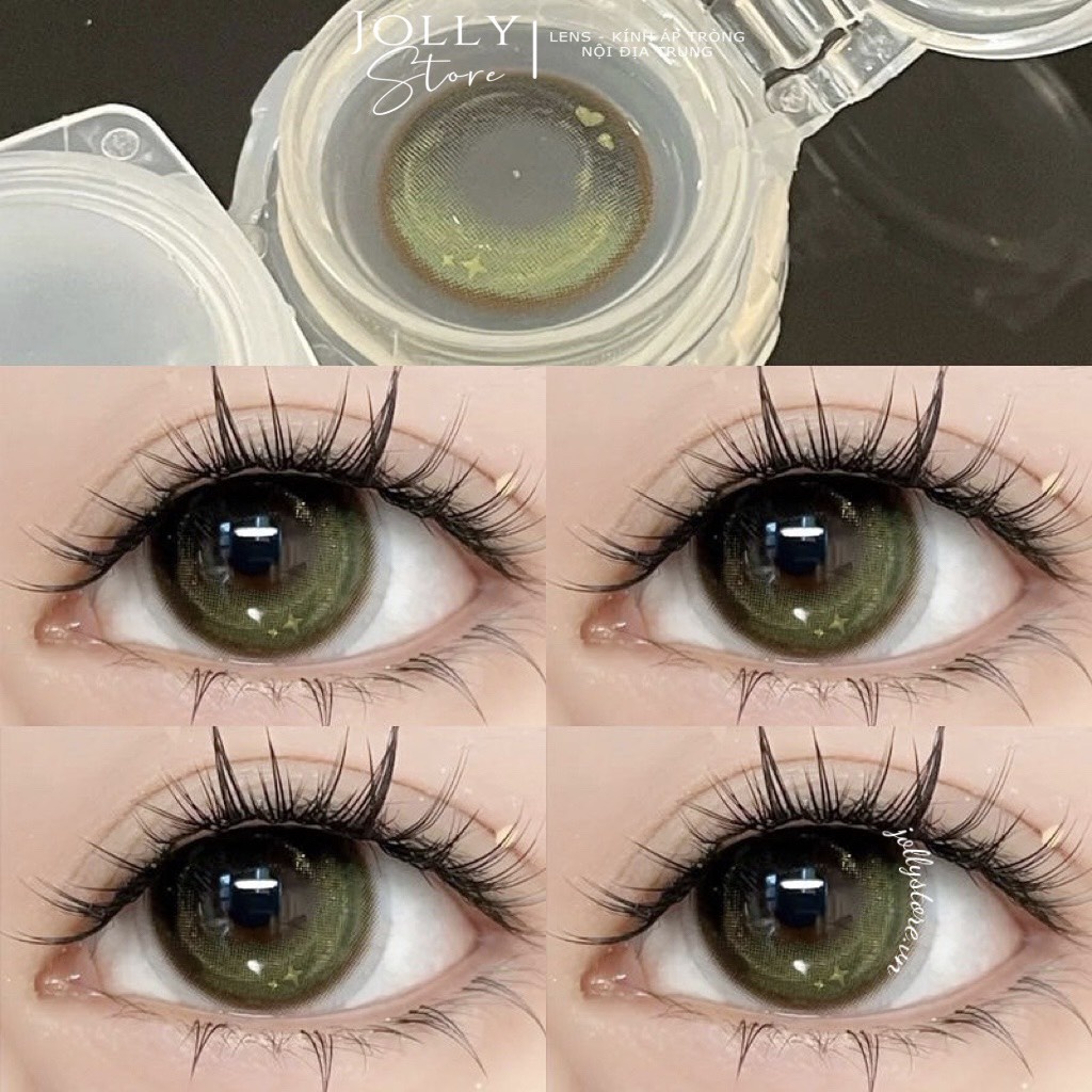 Lens LUNA EYES -Kính áp tròng Green 724 giãn to cận từ 0-6 độ JOLLY STORE