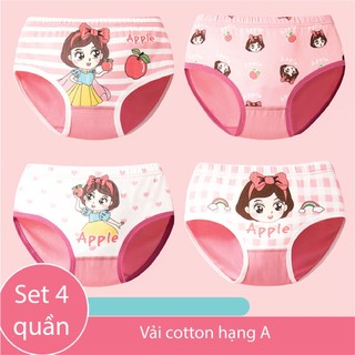 Set 4 quần lót bé gái quần chíp cotton cho bé gái