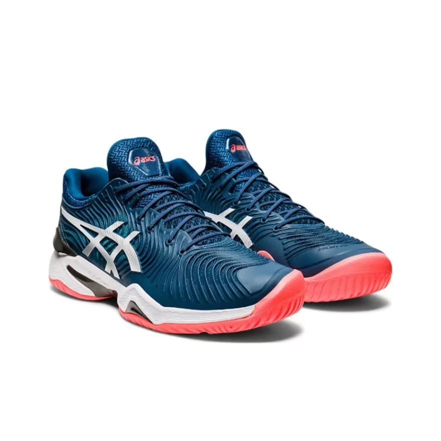 Giày Chạy Bộ tennis ASICS Court Ff 2 Dệt Cổ Thấp Màu Trắng / Xanh Dương / Hồng Cho Nam