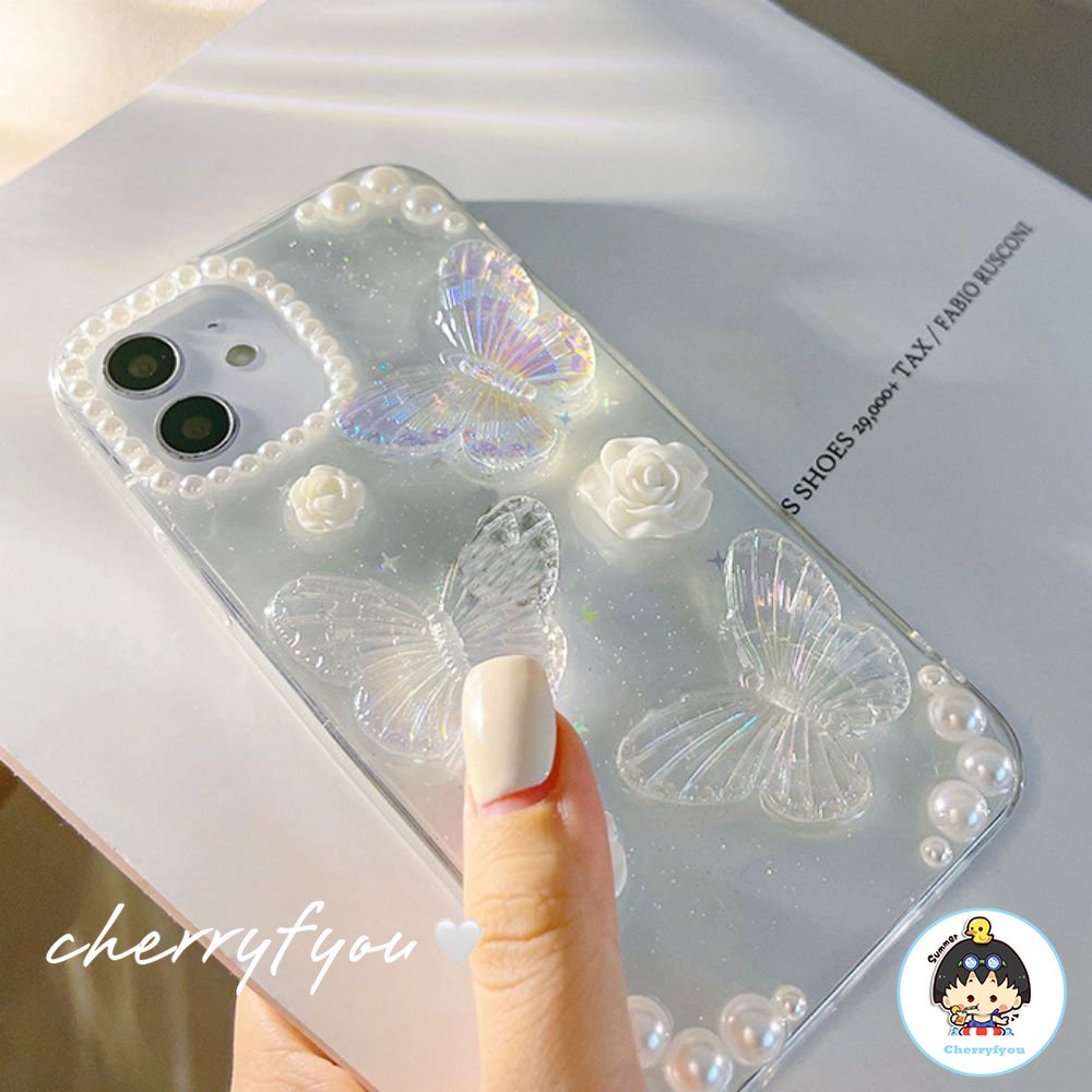 Ốp Điện Thoại Tpu Mềm Trong Suốt Họa Tiết Bướm 3d Dành Cho Iphone 14 13 12 11 Pro Max Xs Xr 8 7 Plus